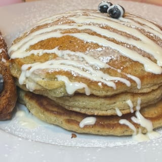 Vegan Blueberry Donut Pancakes