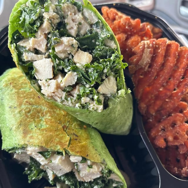 Chicken Caesar Kale Wrap.