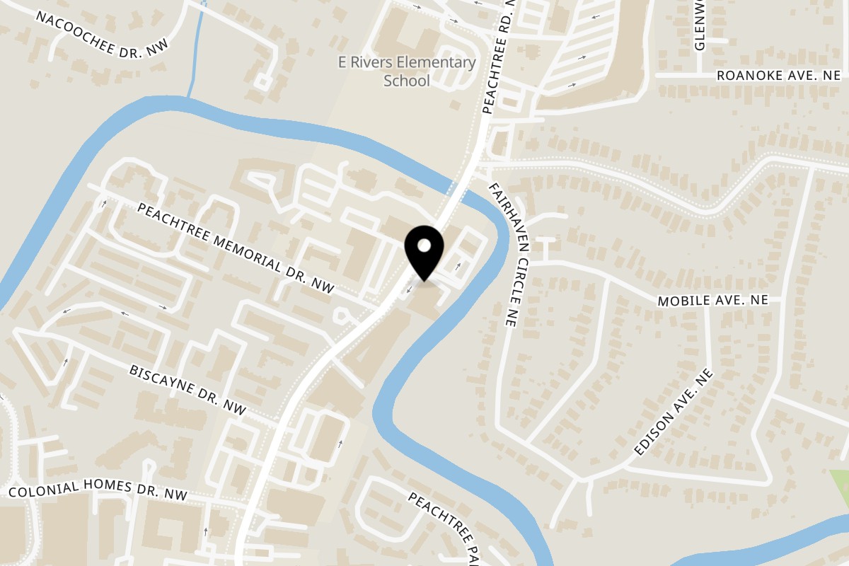 Map showing the location of High Noon Brunchery on 2285 Peachtree Rd NE in Atlanta